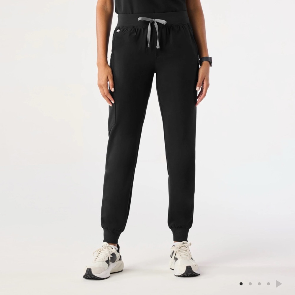 Figs Zamora Black Jogger Pants with Gray Drawstring